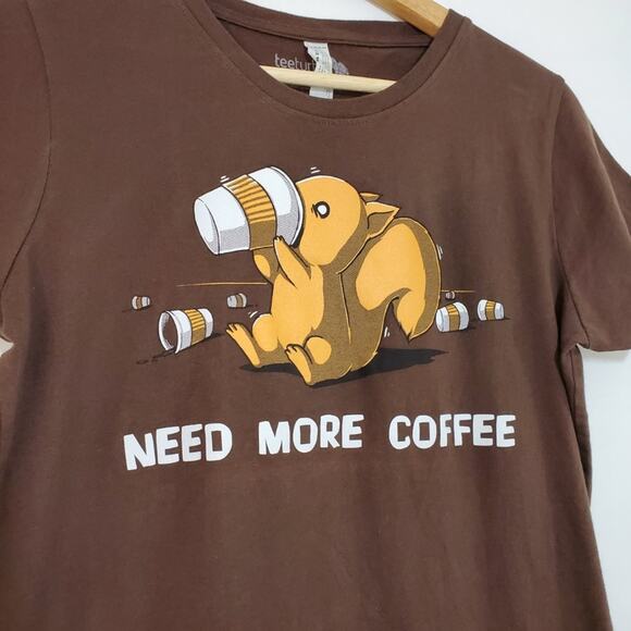 Tee Turtle | "Need More Coffee" Squirrel Cartoon Graphic Funny Tee - Picture 2 of 6